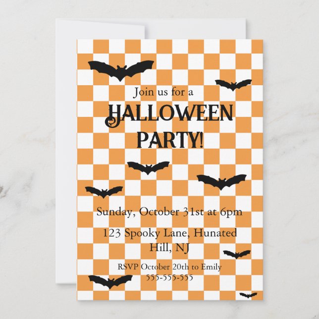 Kids Halloween fest inbjudan Spooky Fladdermus (Framsida)