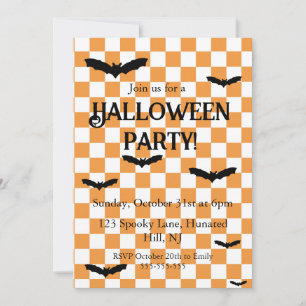Kids Halloween fest inbjudan Spooky Fladdermus