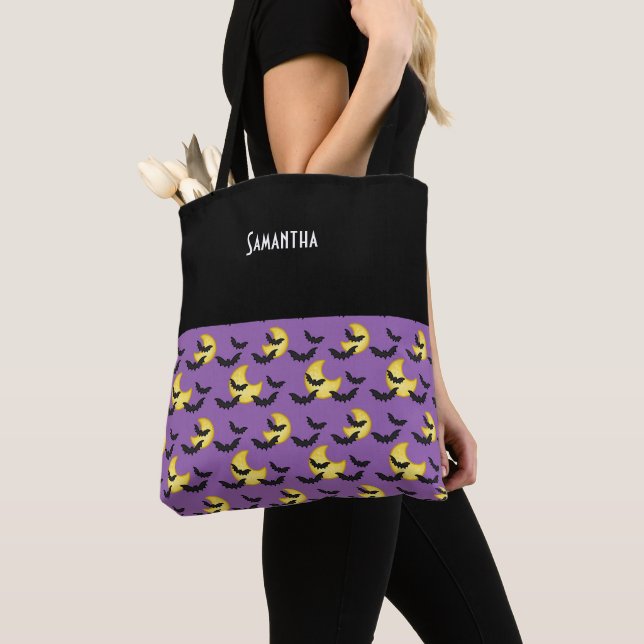 Kids Halloween-Fladdermöss som flyger Crescent Mån Tygkasse (Närbild)