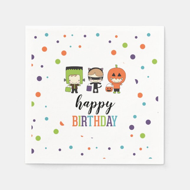 Kids Halloween-Födelsedagsfest färgstark Pappersservett (Framsidan)