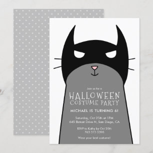 Kids Halloween Födelsedagsfest inbjudan Katt från