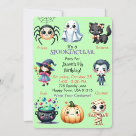 Kids Halloween Födelsedagsfest Inbjudningar