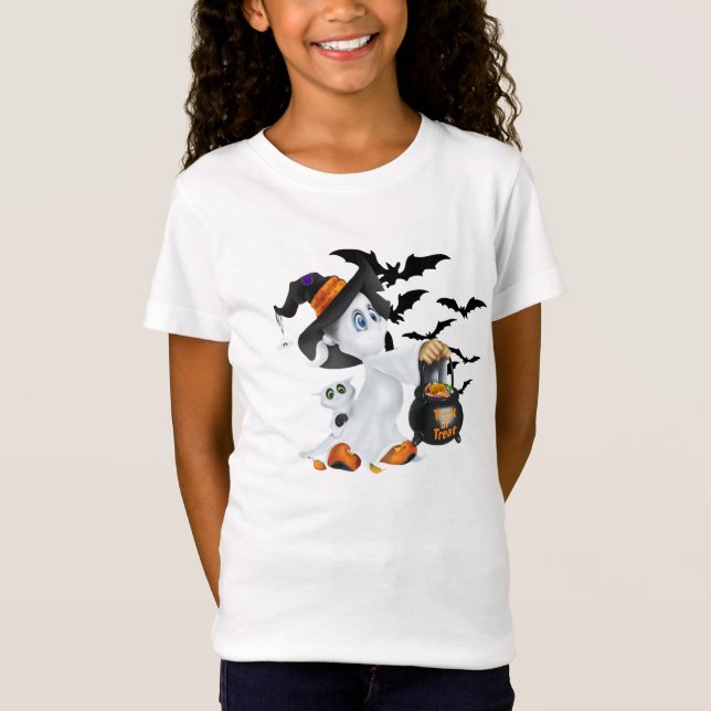 Kids Halloween Ghost Shirt Tee Shirt (Framsida)