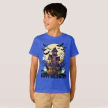 Kids Halloween Haunted House Graphic Tee
