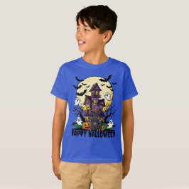 Kids Halloween Haunted House Graphic Tee