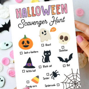 Kids Halloween-javenger Hunt-spelkort Inbjudningar