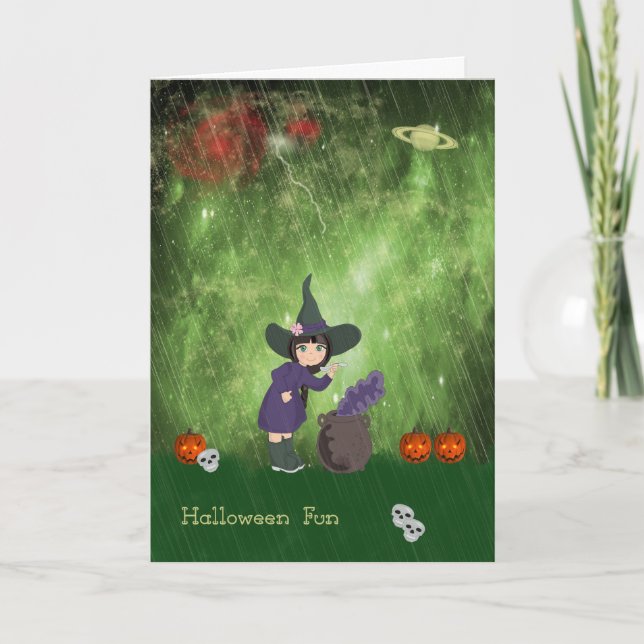Kids Halloween-kort med Witch och Brew Kort (Framsida)