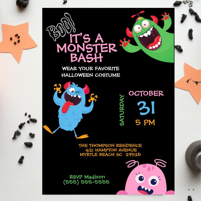 Kids Halloween Monster Mash Bash Party Inbjudningar (Skapare uppladdad)
