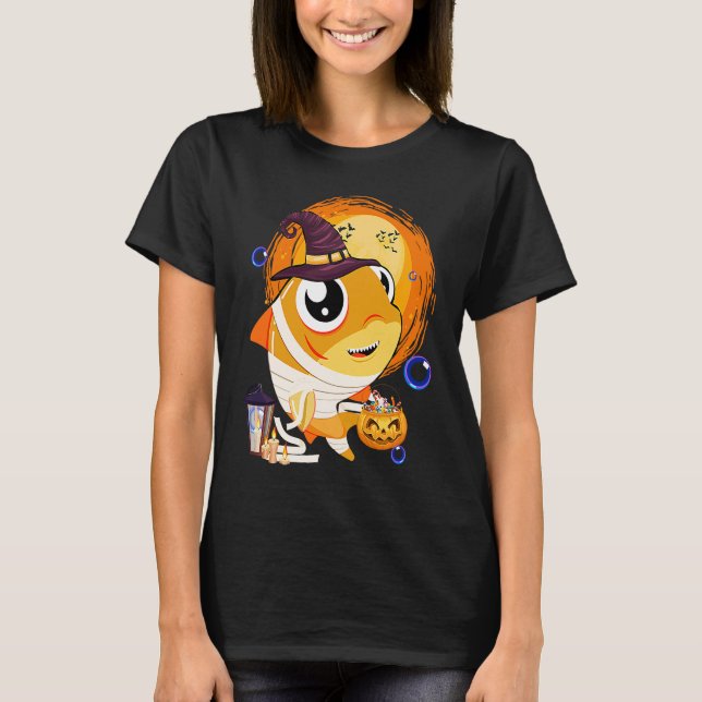 Kids Halloween Shark Mummy Witch Hat Spider Kids P T Shirt (Framsida)