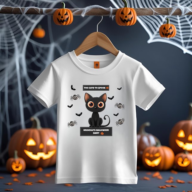 Kids Halloween Shirt - Spooky Cute Black Cat T (Skapare uppladdad)