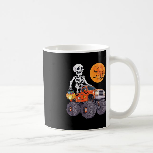 Kids Halloween Skeleton Riding Monster Lastbil Fun Kaffemugg (Höger)