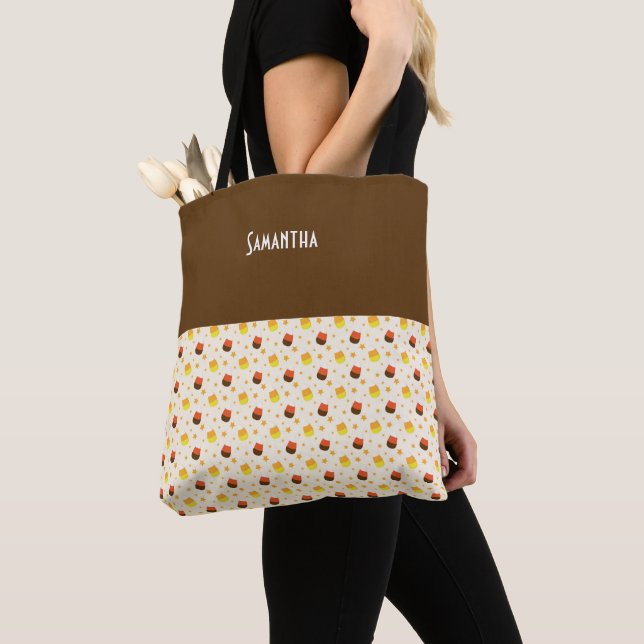 Kids Halloween Stars Candy corn Namn Tygkasse (Närbild)