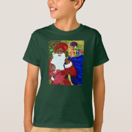 Kids Hanes jul T-Shirts - Black Santa Gifts