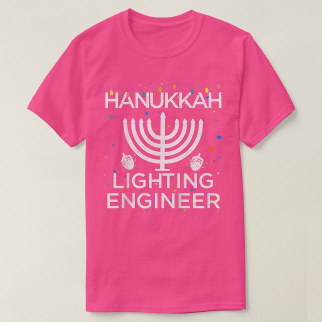 Kids Hanukkah Lighting Ingenjör Jewish Menorah Lig T Shirt (Design framsida)