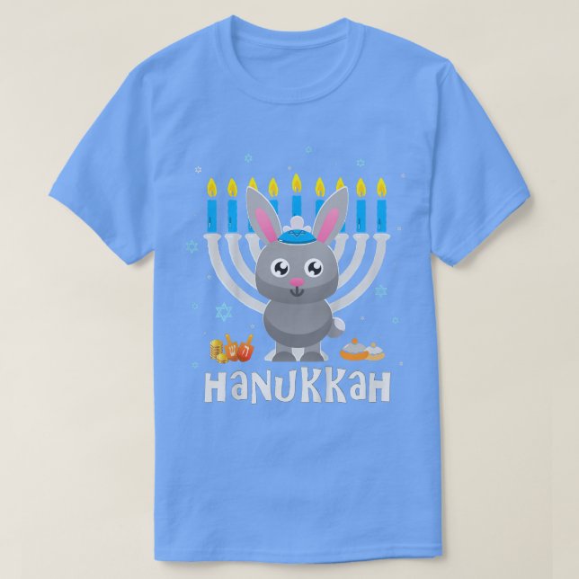 Kids Hanukkah s för barn Bunny Cute Hanukkah Pajam T Shirt (Design framsida)