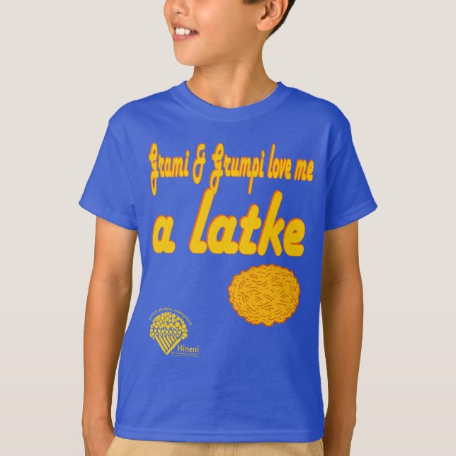 Kids' Hanukkah Shirt - "Grami & Grumpi love me..." T Shirt (Framsida)