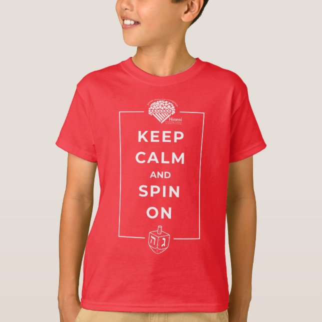 Kids' Hanukkah Shirt - "Keep calm and spin on" T (Framsida)