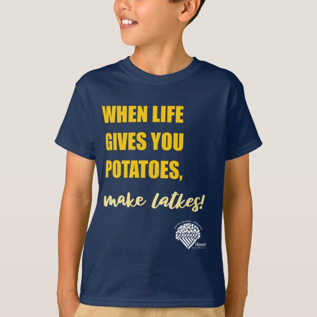 Kids' Hanukkah Shirt - "Make latkes" T Shirt (Framsida)