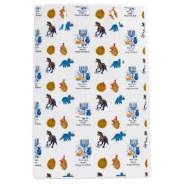 Kids Hanukkah Wrapping Papper - Dinosaurs dreidel