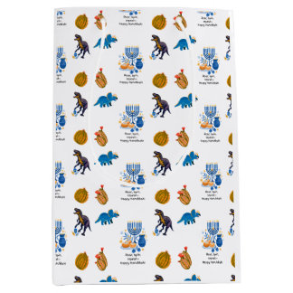 Kids Hanukkah Wrapping Papper - Dinosaurs dreidel