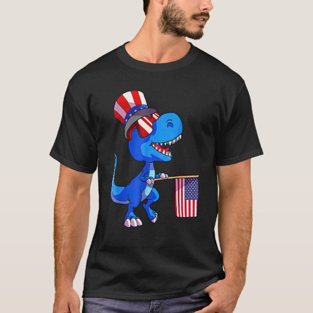 Kids Happy 4th Of July Rex Dino Dinosaur Baby Todd T Shirt (Framsida)