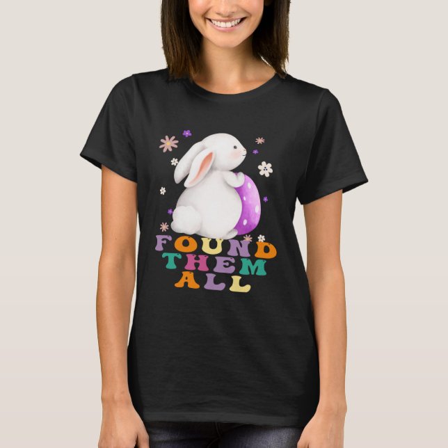 Kids Happy Easter Cute Rabbit Bunny Ear Easter Egg T Shirt (Framsida)