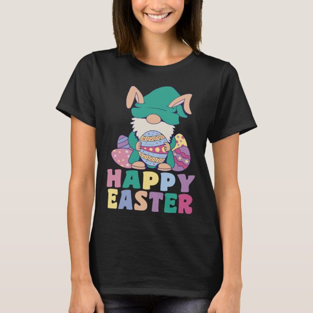Kids Happy Easter Cute Trex Bunny Ear Easter Eggs  T Shirt (Framsida)