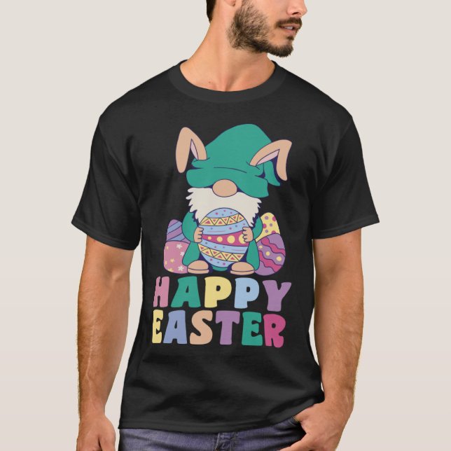 Kids Happy Easter Cute Trex Bunny Ear Easter Eggs  T Shirt (Framsida)