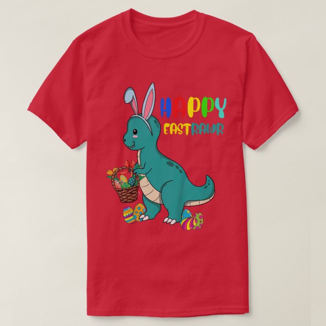 Kids Happy Eastrawr Tre Easter Bunny Egg Funny Cut T Shirt (Design framsida)
