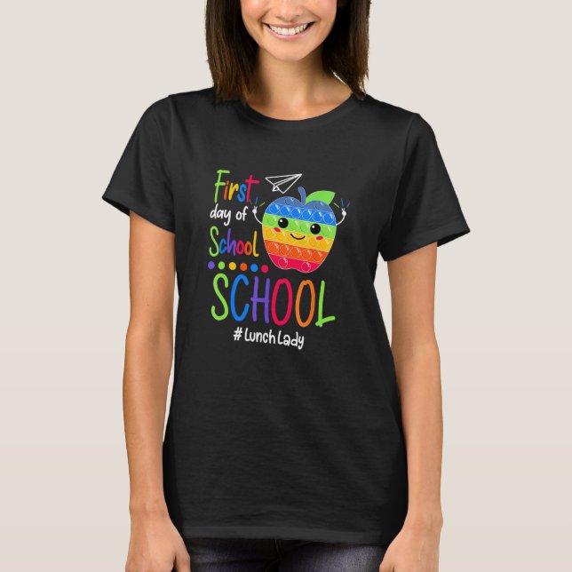 Kids Happy First Day Of School Lunch Lady Pop It T Shirt (Framsida)