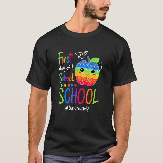 Kids Happy First Day Of School Lunch Lady Pop It T Shirt (Framsida)