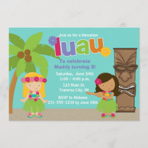 Kids Hawaii Luau Party Inbjudningar