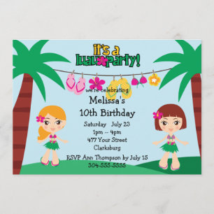 Kids Hawaiian Luau Inbjudningar