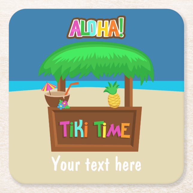 Kids Hawaiian Luau Party Personlig Underlägg Papper Kvadrat (Framsidan)