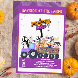 Kids Hayride Farm Halloween Tractor Party Inbjudningar