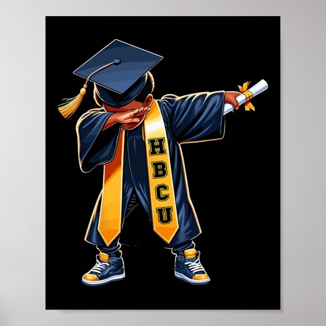 Kids Hbcu Funny Boys Grad Dabbing Studenten Poster (Framsidan)