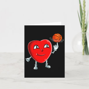 Kids Heart Bysketbyll Player Valentines day Cute S Kort