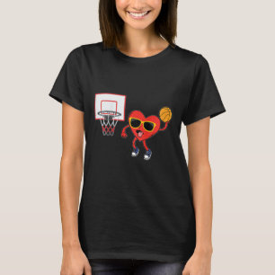 Kids Heart Dunk Bysketbyll Player Valentines day L T Shirt