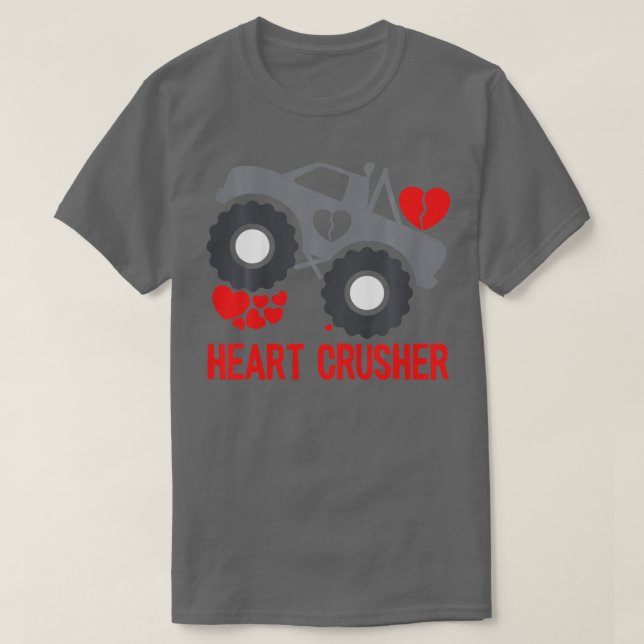 Kids Heart Monster Lastbil Crusher Valentines day  T Shirt (Design framsida)