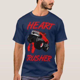 Kids Heart Monster Lastbil Crusher Valentines day T Shirt