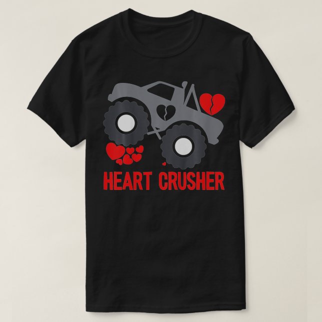 Kids Heart Monster Lastbil Crusher Valentines day  T Shirt (Design framsida)