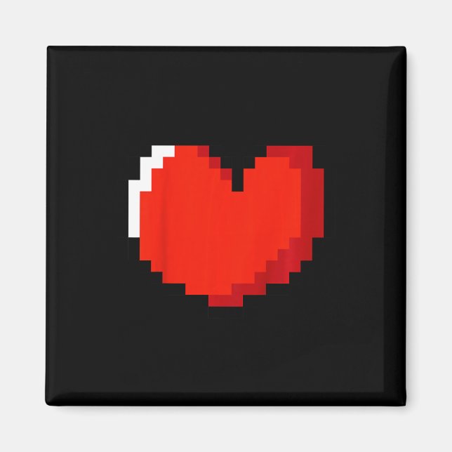 Kids Heart Pixel Art Valentines day Kärlek Gaming  Magnet (Framsidan)