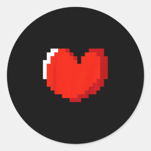 Kids Heart Pixel Art Valentines day Kärlek Gaming  Runt Klistermärke