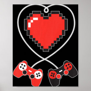 Kids Heart Pixel Art Video Game Controller Valenti Poster