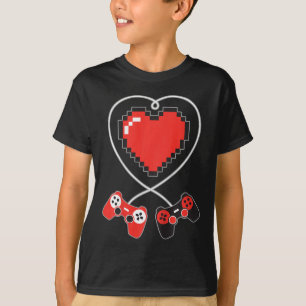 Kids Heart Pixel Art Video-match Controller Valent T Shirt