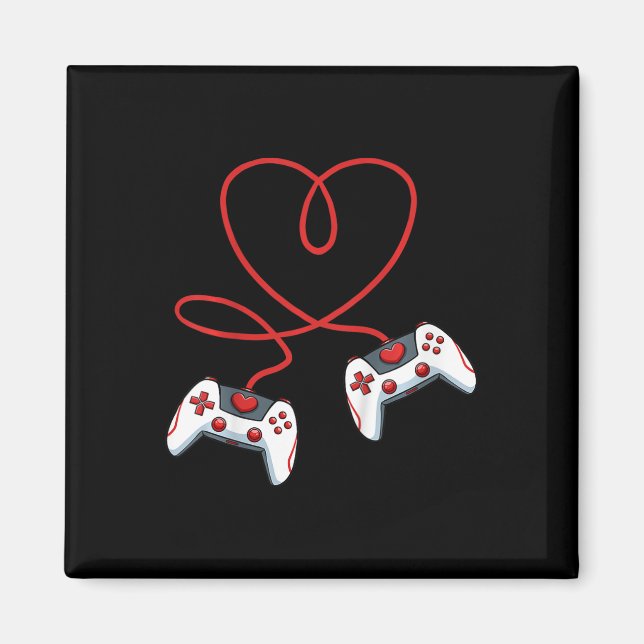 Kids Heart Video Game Controller Valentines day Co Magnet (Framsidan)