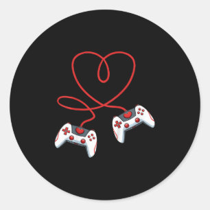 Kids Heart Video Game Controller Valentines day Co Runt Klistermärke