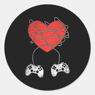 Kids Heart Video-match Controller Valentines day C Runt Klistermärke