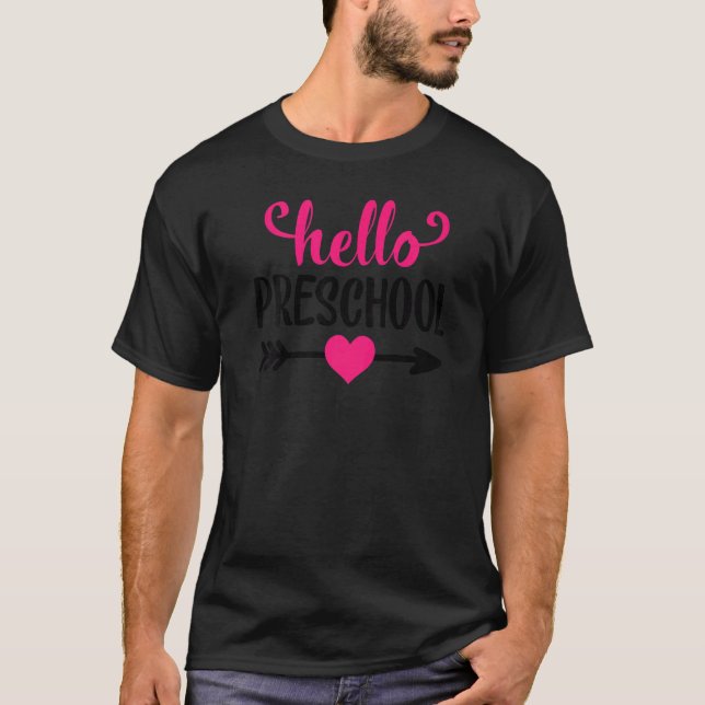 Kids Hello Preschool  Girl First Day of Preschool T Shirt (Framsida)