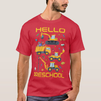 Kids Hello Preschool Retro Truck Construcktion Tod T Shirt